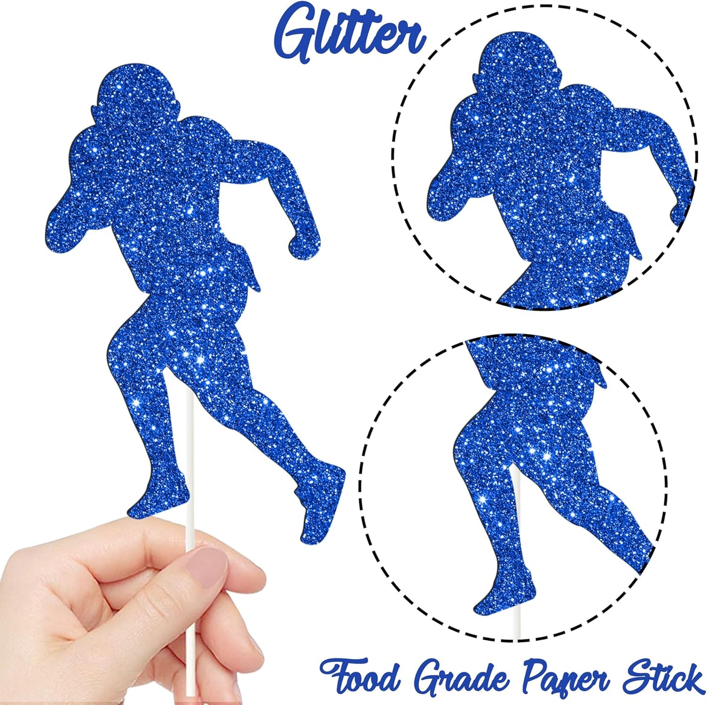 24pcs Glitter Football Party Cupcake Toppers Football Birthday Party Decorations Rugby Cake Cupcake Decor for Footballs Player Birthday Party Sport Game Day Baby Shower Supplies