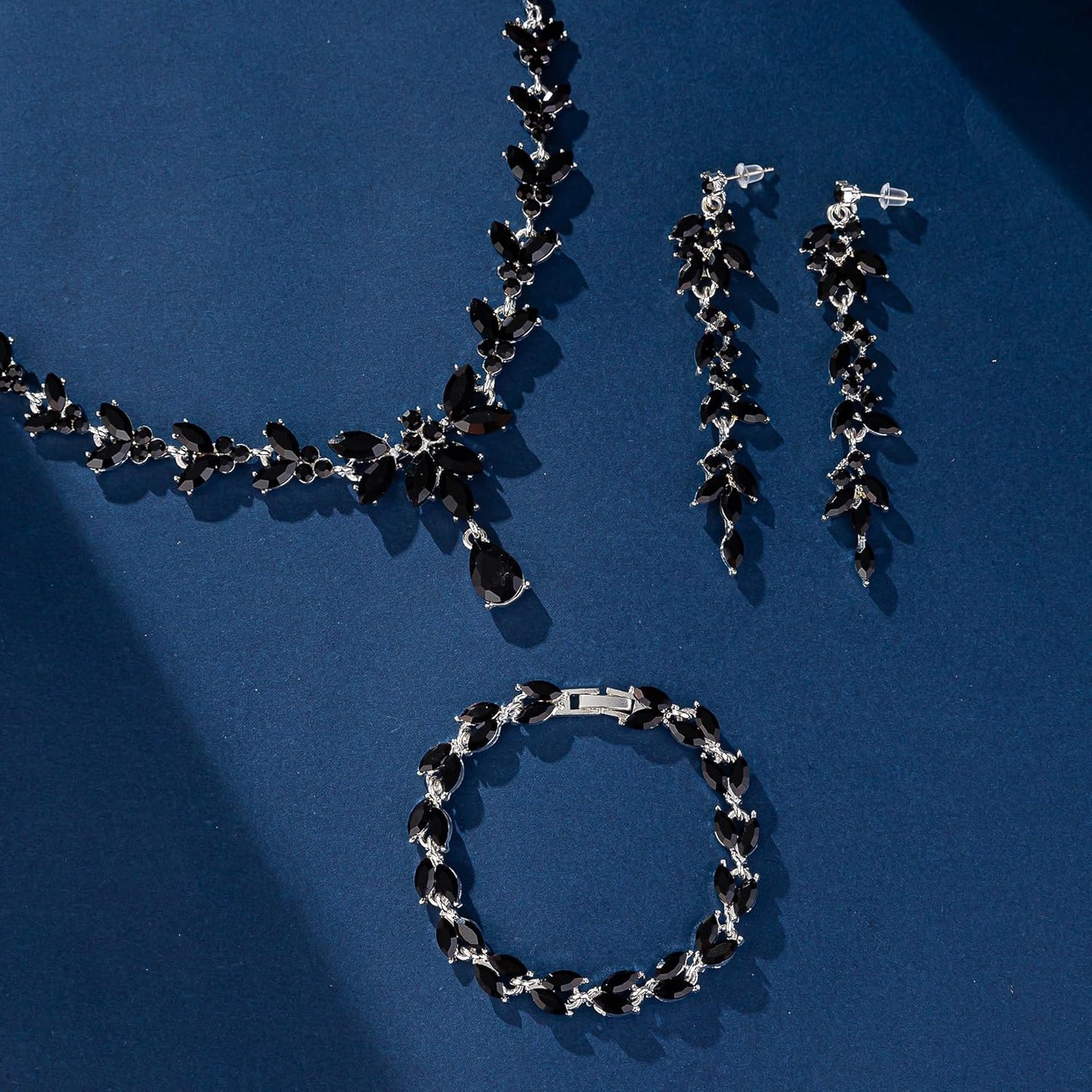 Wedding Jewelry Sets for Bride Bridesmaid Bridal Jewelry Set for Women Wedding Crystal Necklace Earrings Bracelet Set for Party Prom Jewelry