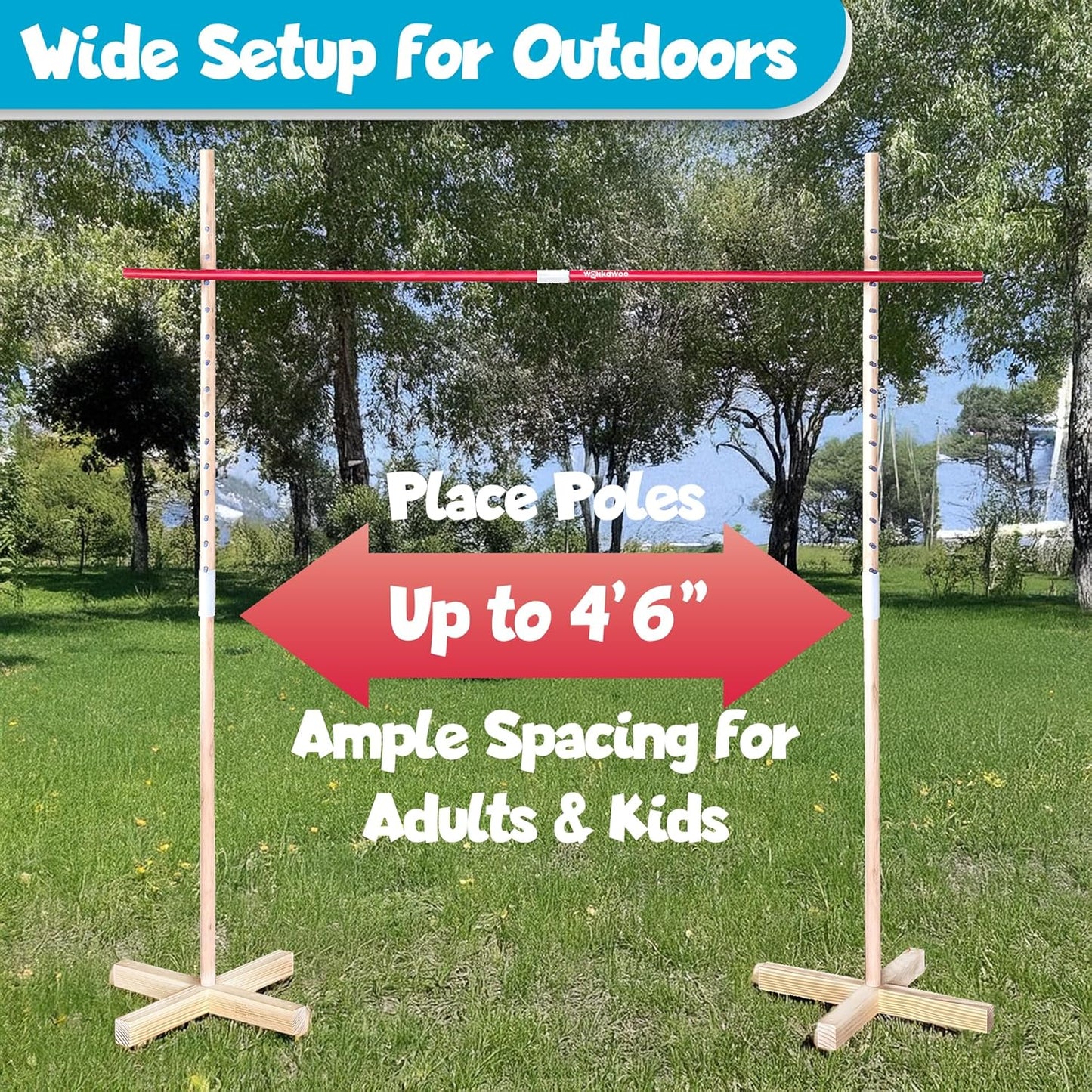 WonkaWoo Wooden Limbo Game for Adults and Kids, Simple Setup Limbo Pole for Outdoor Luau Party Game, Wooden Limbo Stick Yard Game