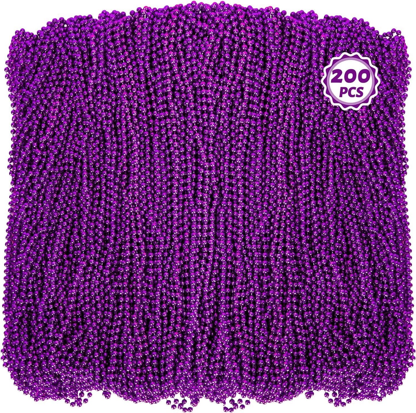 200 Pack Mardi Gras Beads, 33" Purple Bead Necklace, Mardi Gras Costume Accessories Bulk, Parade Throws for Carnival Pirate Christmas Wedding Birthday Baby Shower Party Supplies Favors Decor