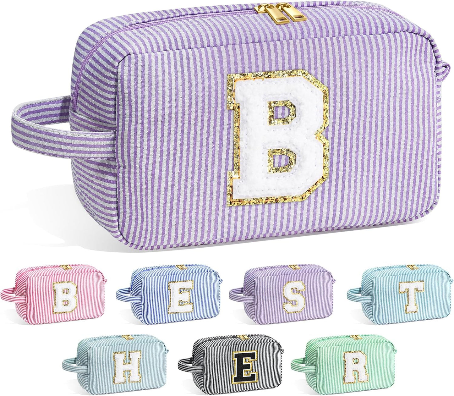 YOOLIFE Bridesmaid Proposal Gifts - Bridal Shower Gifts, Bride To Be Gifts, Bridesmaid Gifts for Wedding Day, Maid of Honor Gifts, Bachelorette Party Gift for Bride, Initial Makeup Bags for Women B