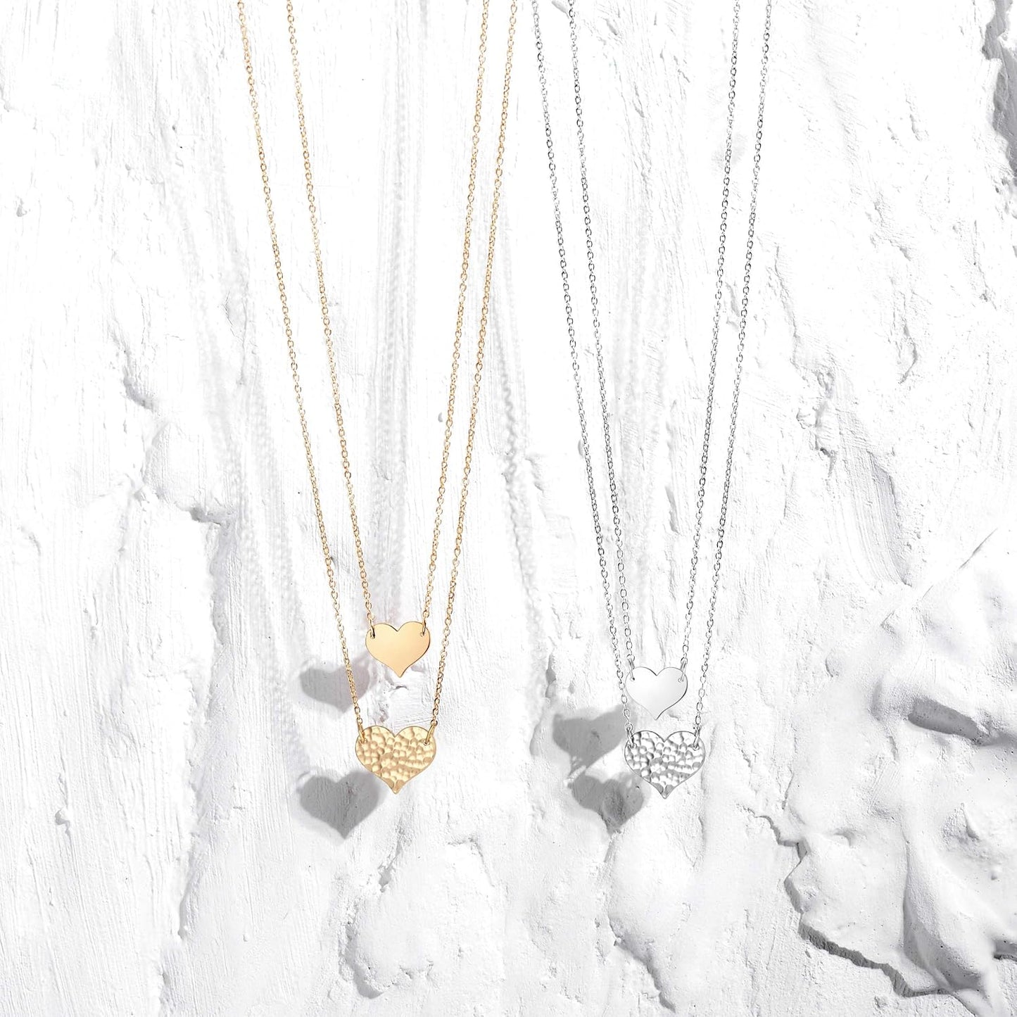 MEVECCO Layered Heart Necklace Pendant Handmade 18k Gold Plated Dainty Gold Choker Arrow Bar Layering Long Necklace for Women