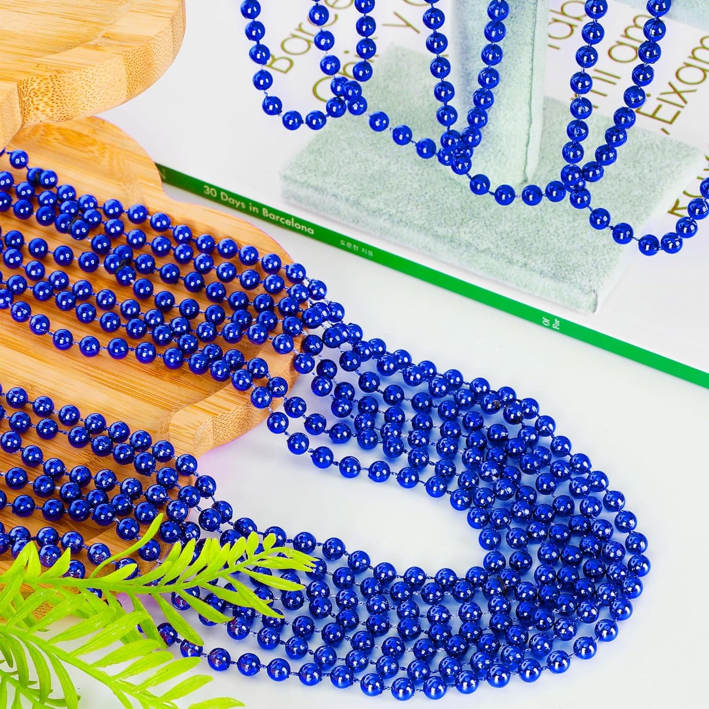 30PCS Blue Beads Necklace, Mardi Gras Beads Necklaces Stuff, 33" Festival 4th of July Blue Accessories, Fourth of July Accessories Wedding Birthday Party Parade Throw Supplies Decorations