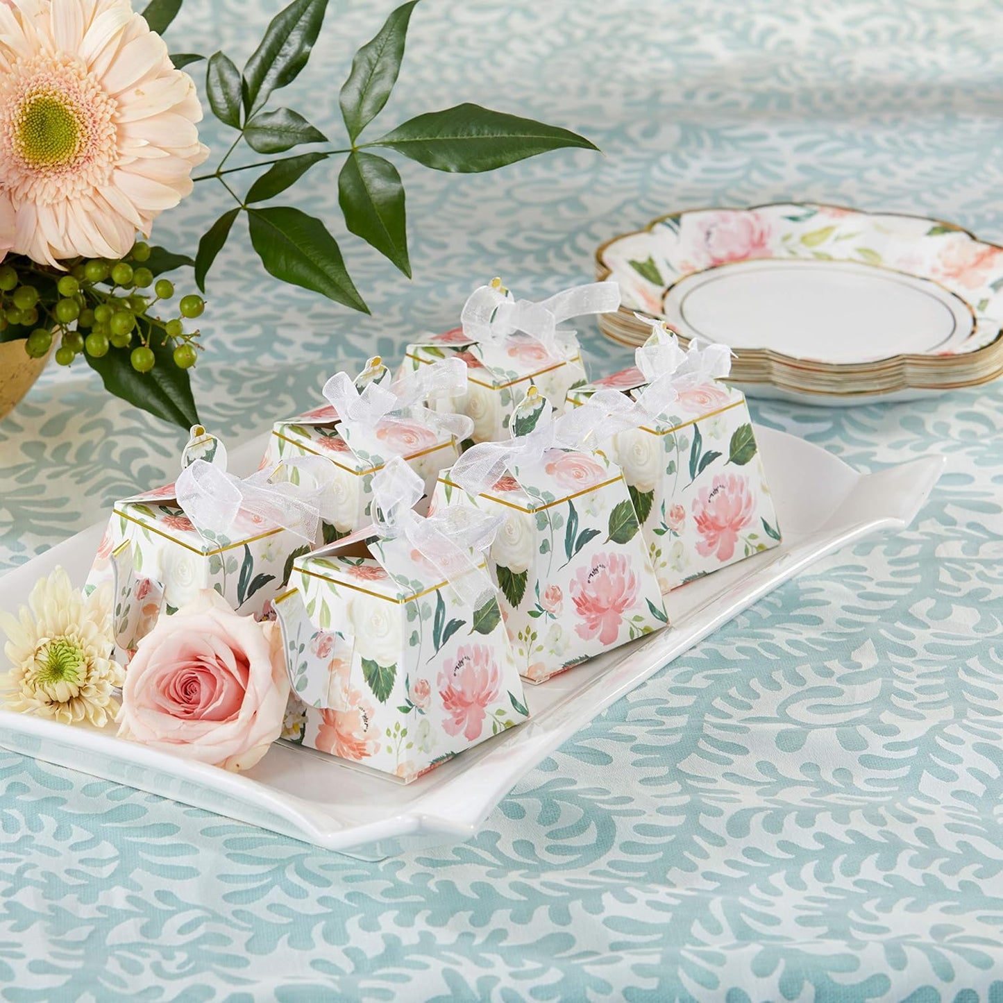Kate Aspen Vintage Floral Tea Party Teapot Favor Boxes (Set of 24) - Perfect for Wedding Favors For Guests, Bridal Showers Brunches, Baby Showers, Birthdays
