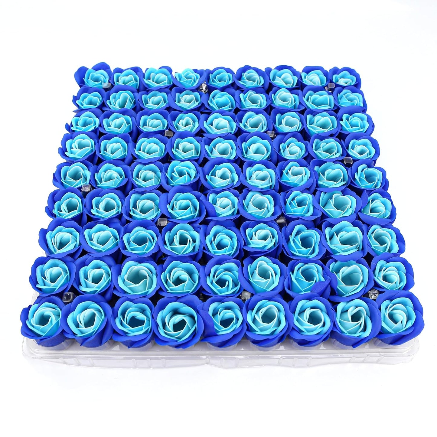 81PCS Soap Flower, Roses Rosas Floral Shaped Scented Bath Body Shower Petals Bouquet for Her, Valentine's Day, Wedding, Birthday, Mothers Day, Party Favor Gift Idea (Light + Dark Blue)