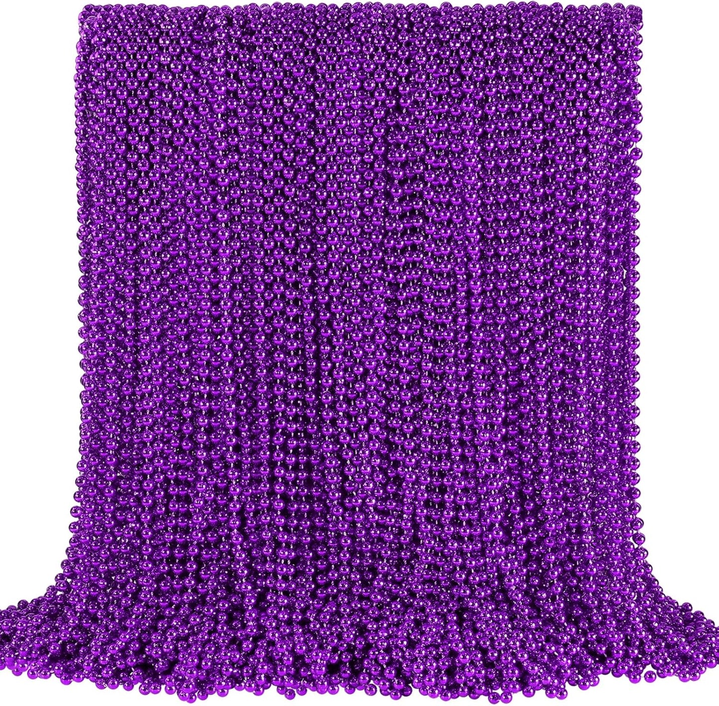 SHAOQINLIN 144 PCS Purple Mardi Gras Beads, 33'' Metallic Purple Bead Necklace Halloween Beaded Necklaces Party Beads for Carnival, Halloween, Christmas, Masquerade Party Favors