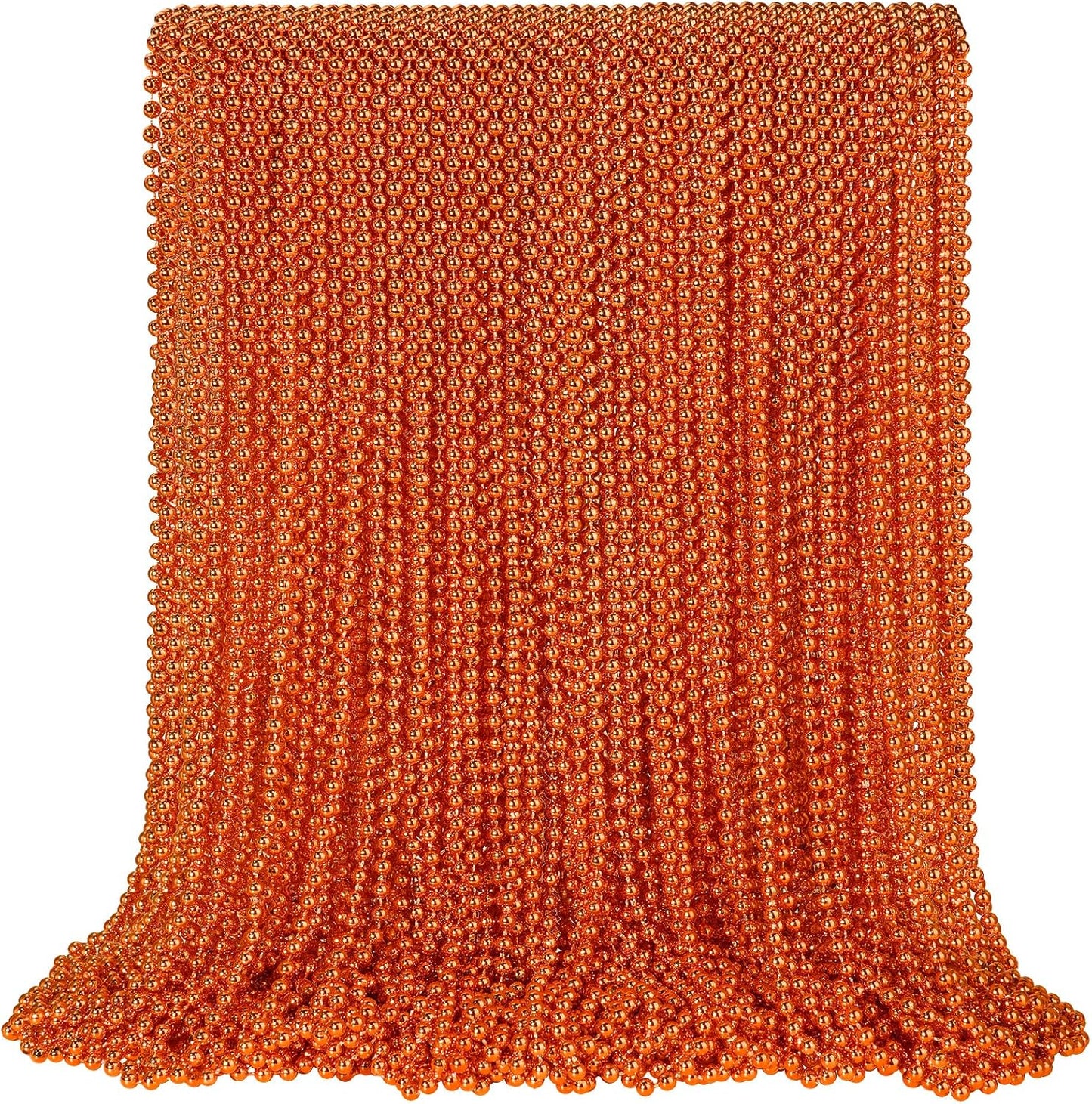 SHAOQINLIN 100 PCS Orange Bead Necklace, Orange Mardi Gras Beads, Halloween Necklaces, 33 Inch Party Beads Round Beaded Necklace for Mardi Gras, Christmas, Halloween