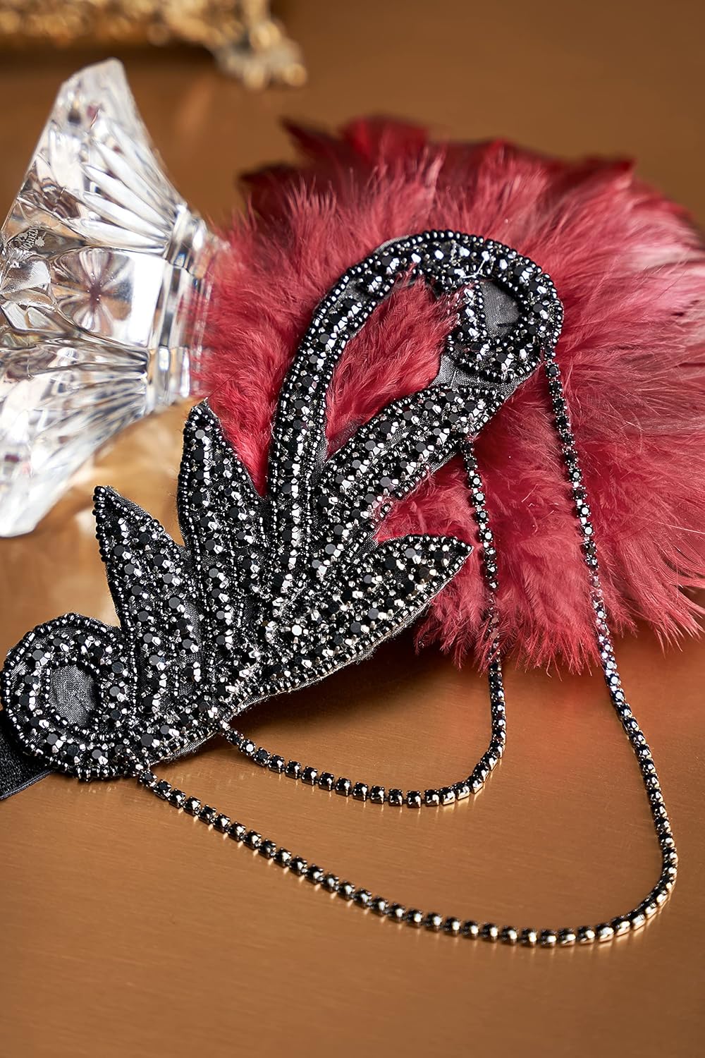 BABEYOND 1920s Flapper Headband Roaring 20s Great Gatsby Feather Headpiece