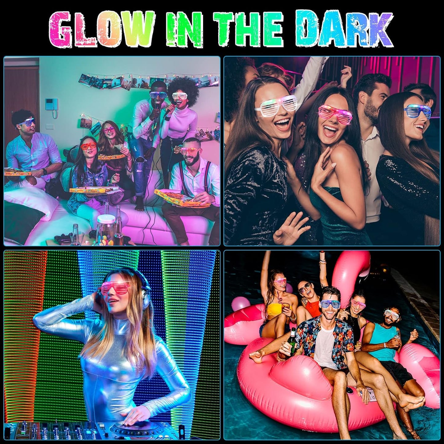 Honoson Halloween 120 LED Glasses Light up Glasses Glow in The Dark Party Supplies Neon Flashing Glow for Halloween