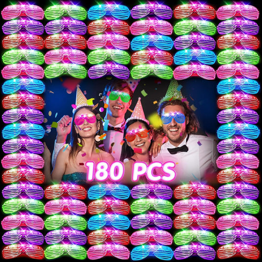 180 PCS Light Up Glasses, Glow In The Dark Party Supplies, LED Glasses, Neon Flashing Glasses Bulk for Kids and Adults, Glow Glasses for Glow Party, Wedding, Birthday, Halloween, Rave Carnival