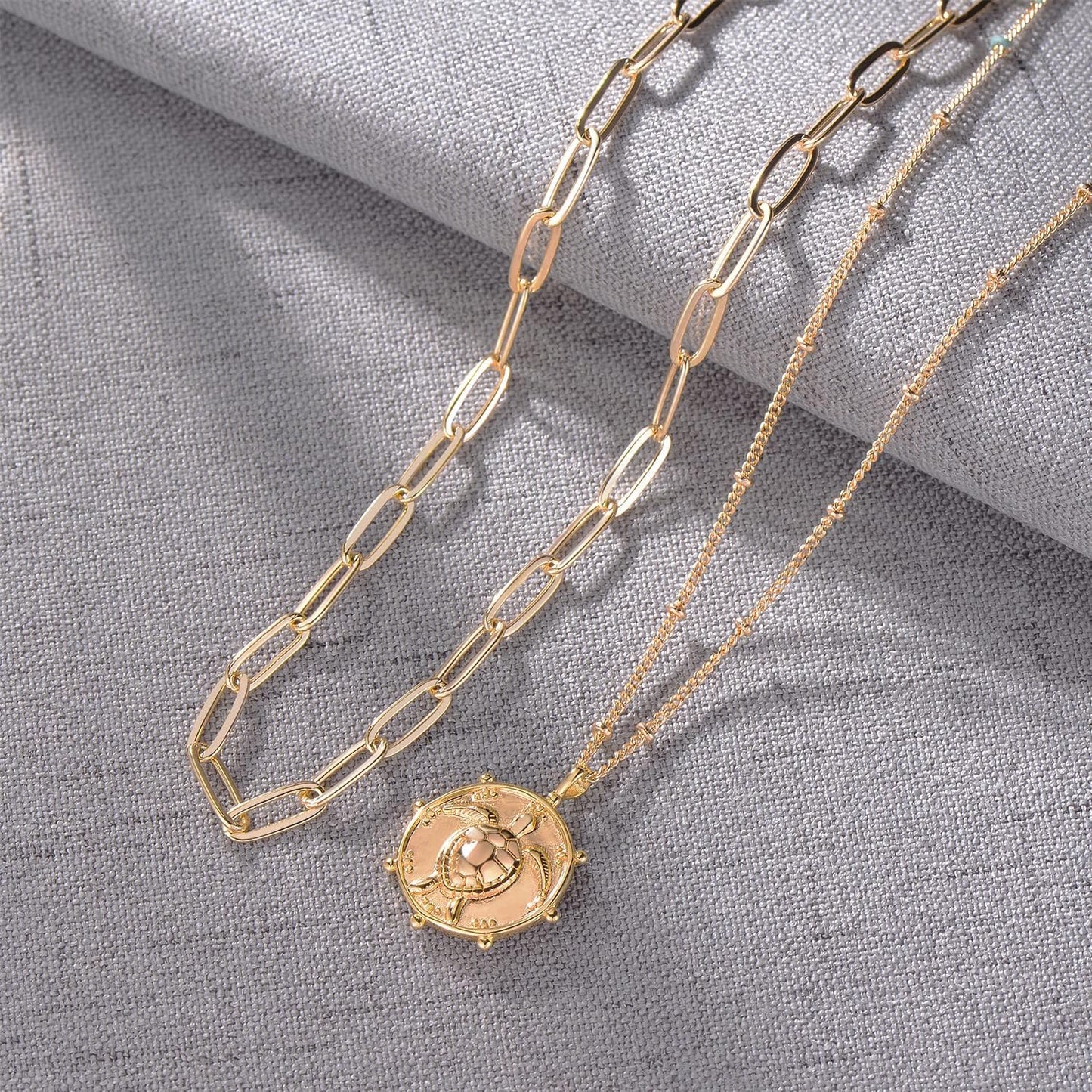 MEVECCO Layered Heart Necklace Pendant Handmade 18k Gold Plated Dainty Gold Choker Arrow Bar Layering Long Necklace for Women