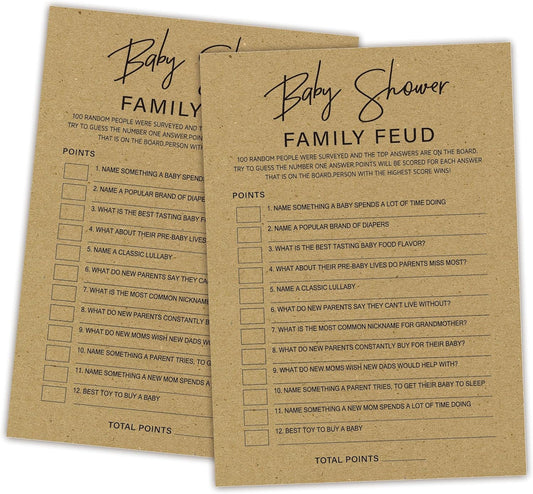 Family Feud Baby Shower Game - Pack of 30 Cards & Answer Key, Gender Neutral Decorations & Supplies