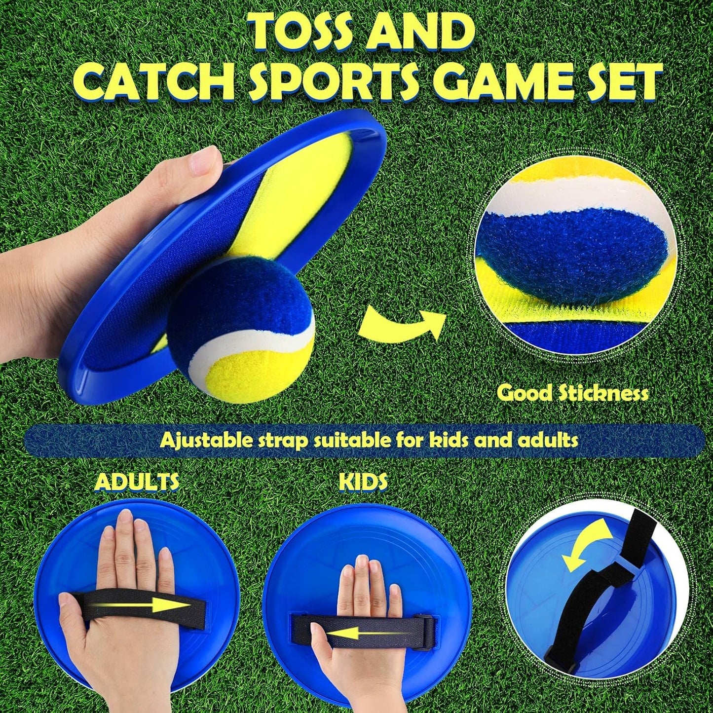 Charniol Kids Toys Toss and Catch Game Set 12 Paddles 6 Balls Beach Game Outdoor Ball Sports Games Toss and Catch Ball Set with Paddles Ball Nylon Catch Toys for Kids Adults