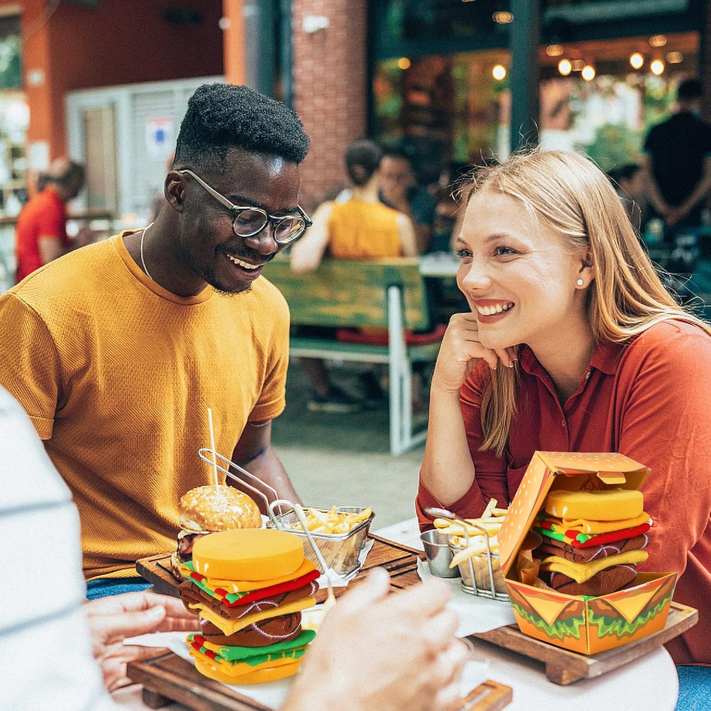 AGRIMONY Funny Burger Hot Dog Tacos Popcorn Socks Box -Easter Fathers Birthday Gag Christmas Gifts for Men Teen Boys Women