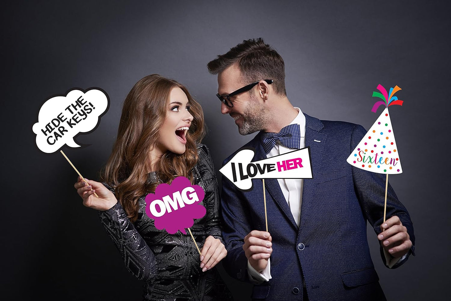 16th Sweet 16 Birthday Photo Booth Party Props - 40 Pieces - Funny 16th Birthday Party Supplies, Decorations and Favors