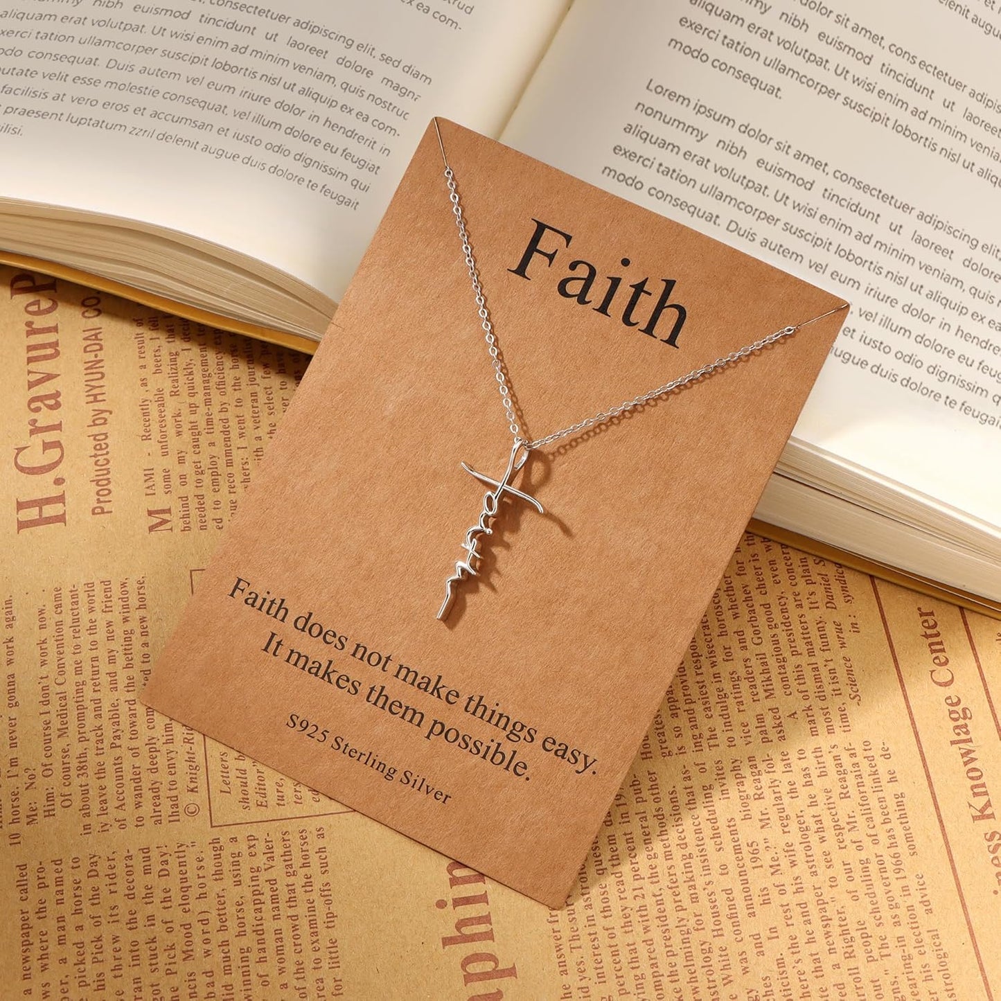 Lcherry Faith Cross Pendant Necklace for Women Religious Christian Jewelry Mother's Day Gifts for Women