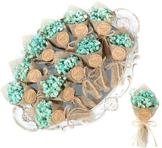 20-Piece set Mini Magnet Dried Flowers Bouquet for Wedding Favors for Guests, Baby Shower Party Favors, Bridal Shower Gifts, Baptism, Thank You Favor. (blue)
