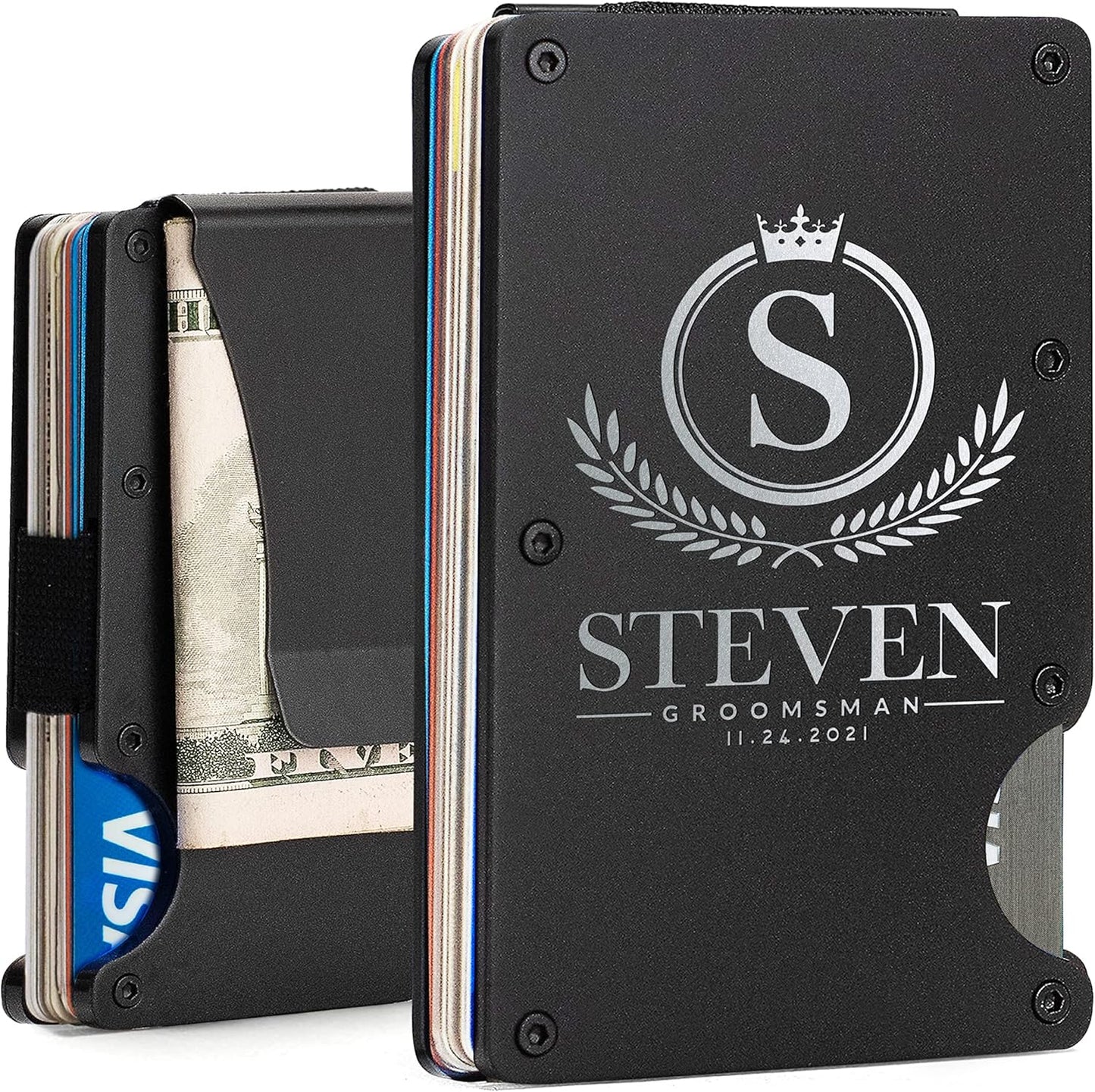 Personalized Groomsmen Proposal Set - 10 Custom Wallets, Wedding Gifts for Men - D4