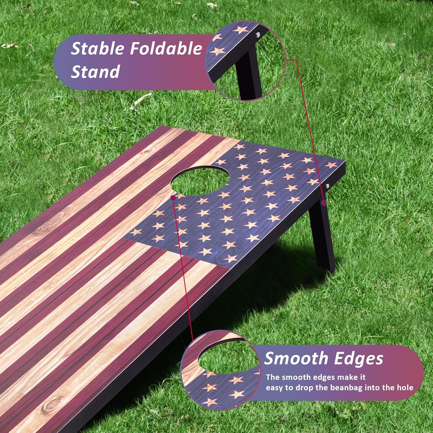 Cornhole Set, Regulation/Tailgate Size Cornhole Boards with 8 Bean Bags and Carrying Case, 4x2/3x2 Corn Hole Outdoor Game Toss Board for Adults Outside Activities