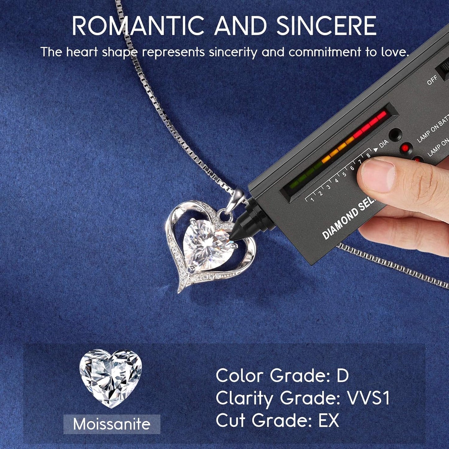 MOOSEA Christmas Gifts for Women Wife, 1-3ct D Color VVS1 925 Sterling Silver Anniversary Birthday Gifts for Women Wife Girlfriend Jewelry Moissanite Necklace