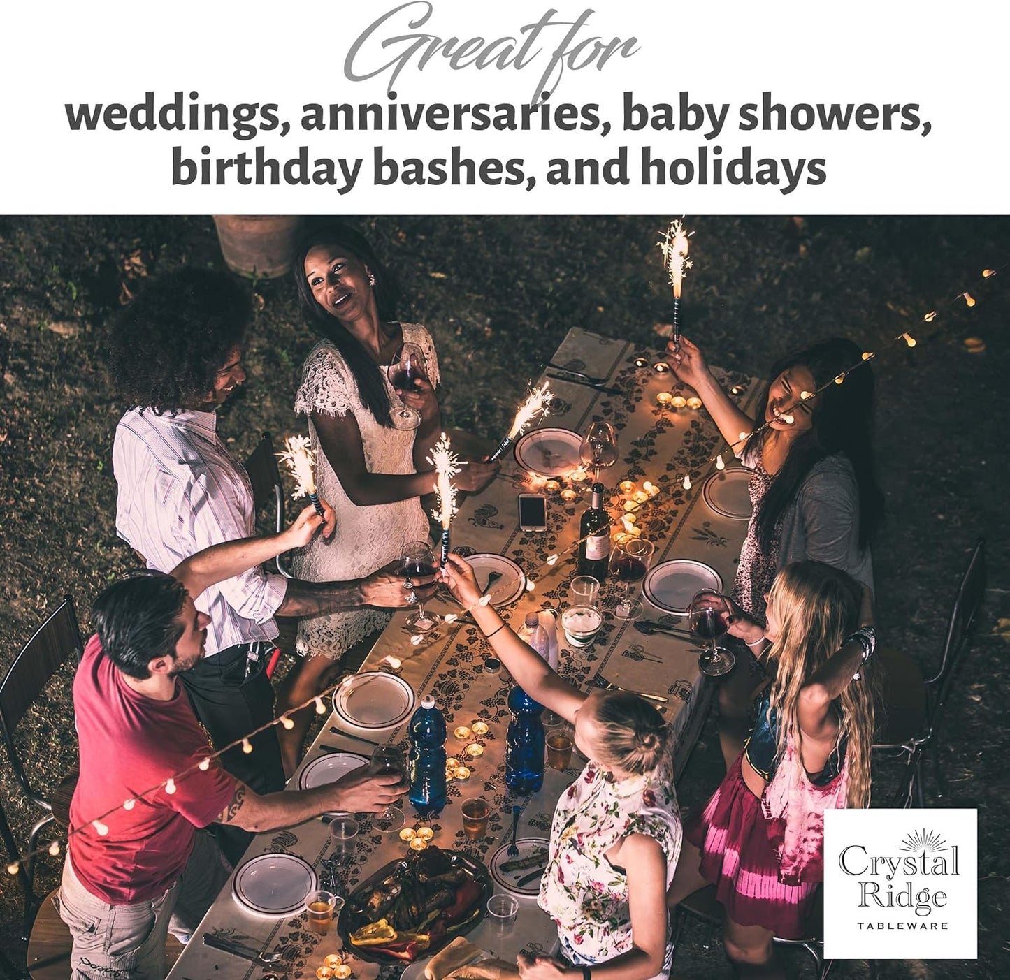 60 Pieces White Plastic Disposable Plates - Premium Heavy-Duty 30 Dinner Plates & 30 Salad Plates with Black Rim Ideal for Party, Birthday and Special Events