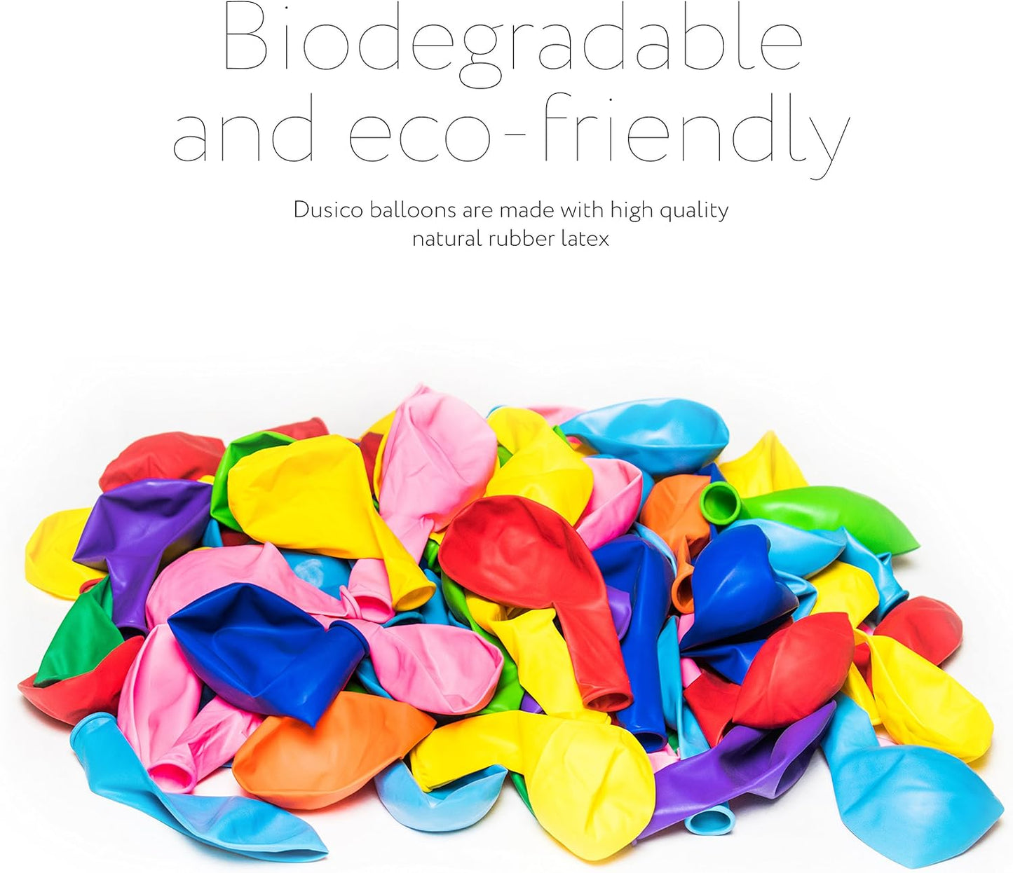 Dusico® Balloons Rainbow Set (100 Pack) 12 Inches, Assorted Bright Colors, Made With Strong Multicolored Latex, For Helium Or Air Use. Kids Birthday Party Decoration Accessory. Easy Blow Up by Mouth