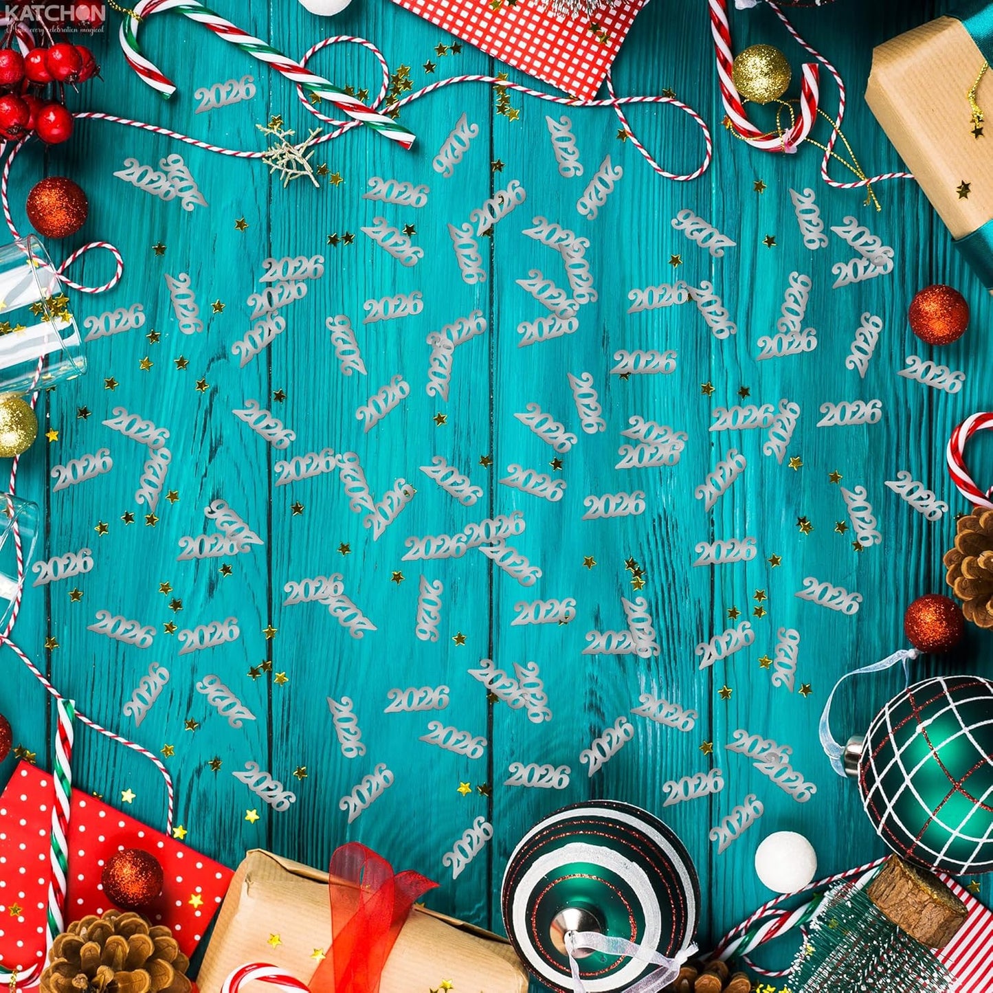 Katchon, Silver Confetti - Pack Of 500 | New Year Confetti | Silver New Year Decorations 2026 | Table Decorations 2026 | Nye Decorations | Happy New Year 2026