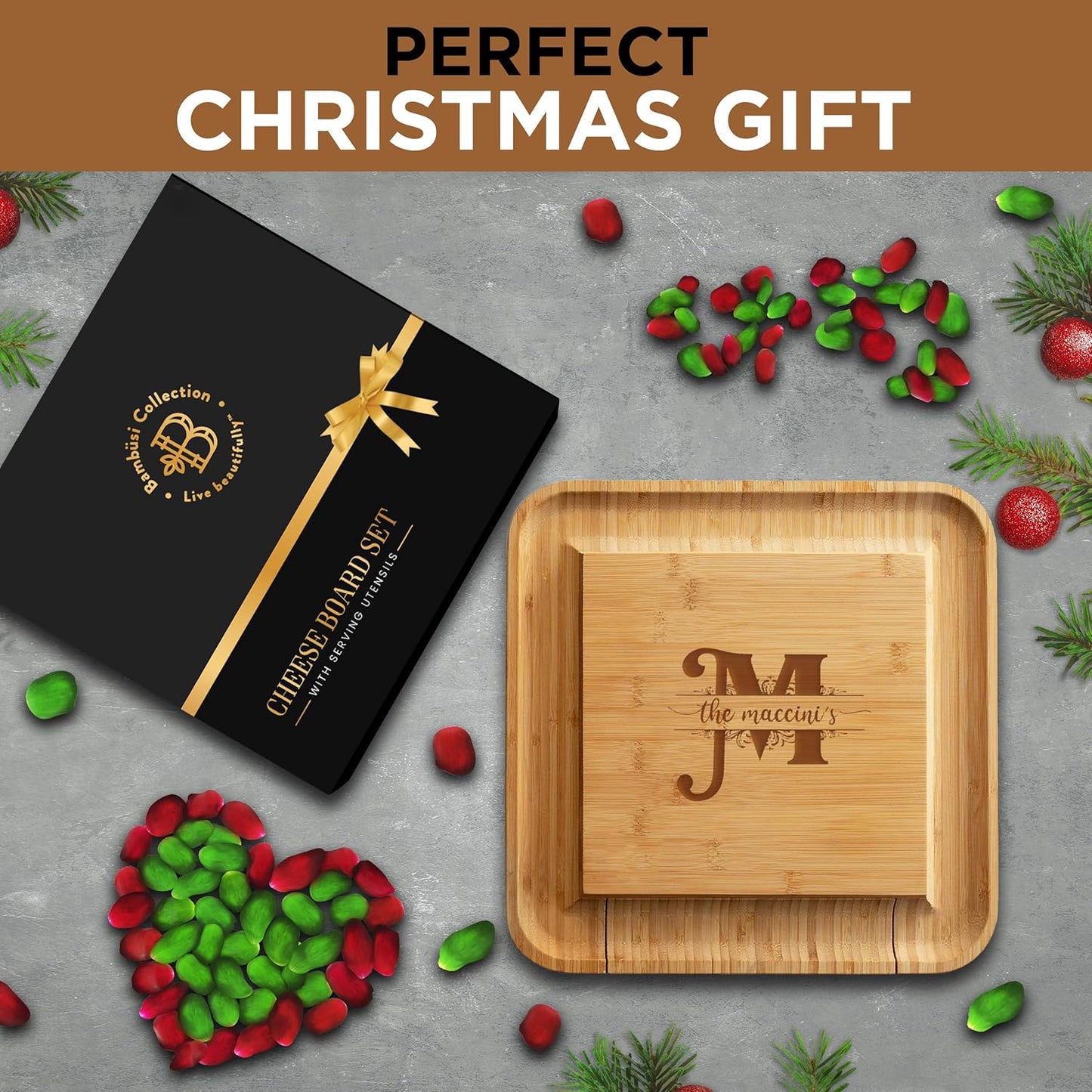 Personalized Charcuterie Board Gift Set - Custom Engraved Charcuterie Boards, Bamboo Cheese Board & Meat Platter - Wedding Gifts, Housewarming Gift for New Home, Anniversary, Birthday, Christmas Gifts