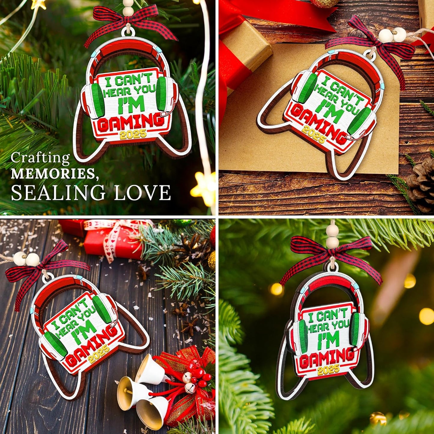 HEXMOZ Gaming Christmas Ornaments - Gamer Ornaments for Christmas Tree - Video Gamer Gifts for Teen Boys, Gamers, Sons, Brothers - Holiday Present Ideas - Xmas Ornament Decorations 2025