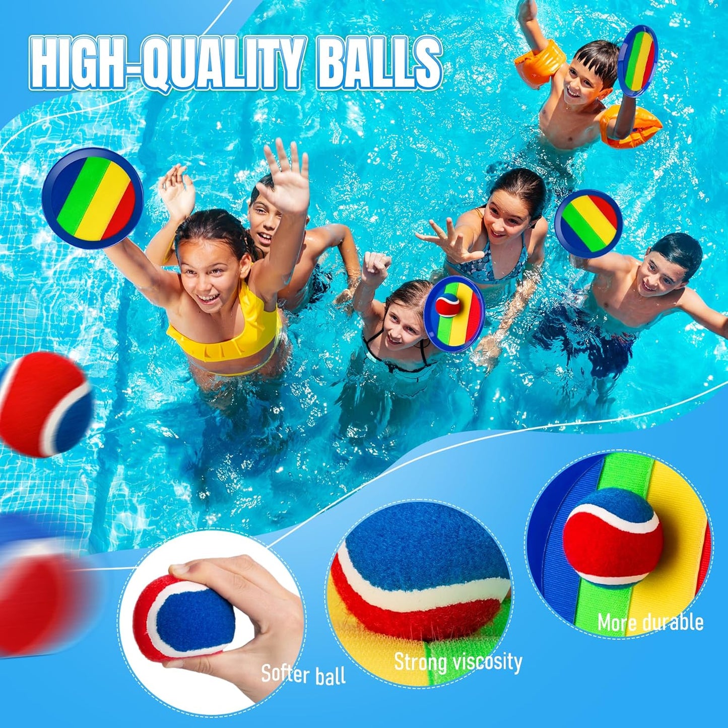 Toss and Catch Ball Game - Ideal Outdoor Beach, Pool & Yard Toy for Toddlers and Kids Ages 4, 5, 6, 7, 8+, Perfect for Boys Girls - Great Birthday Gift & Easter Basket Stuffer