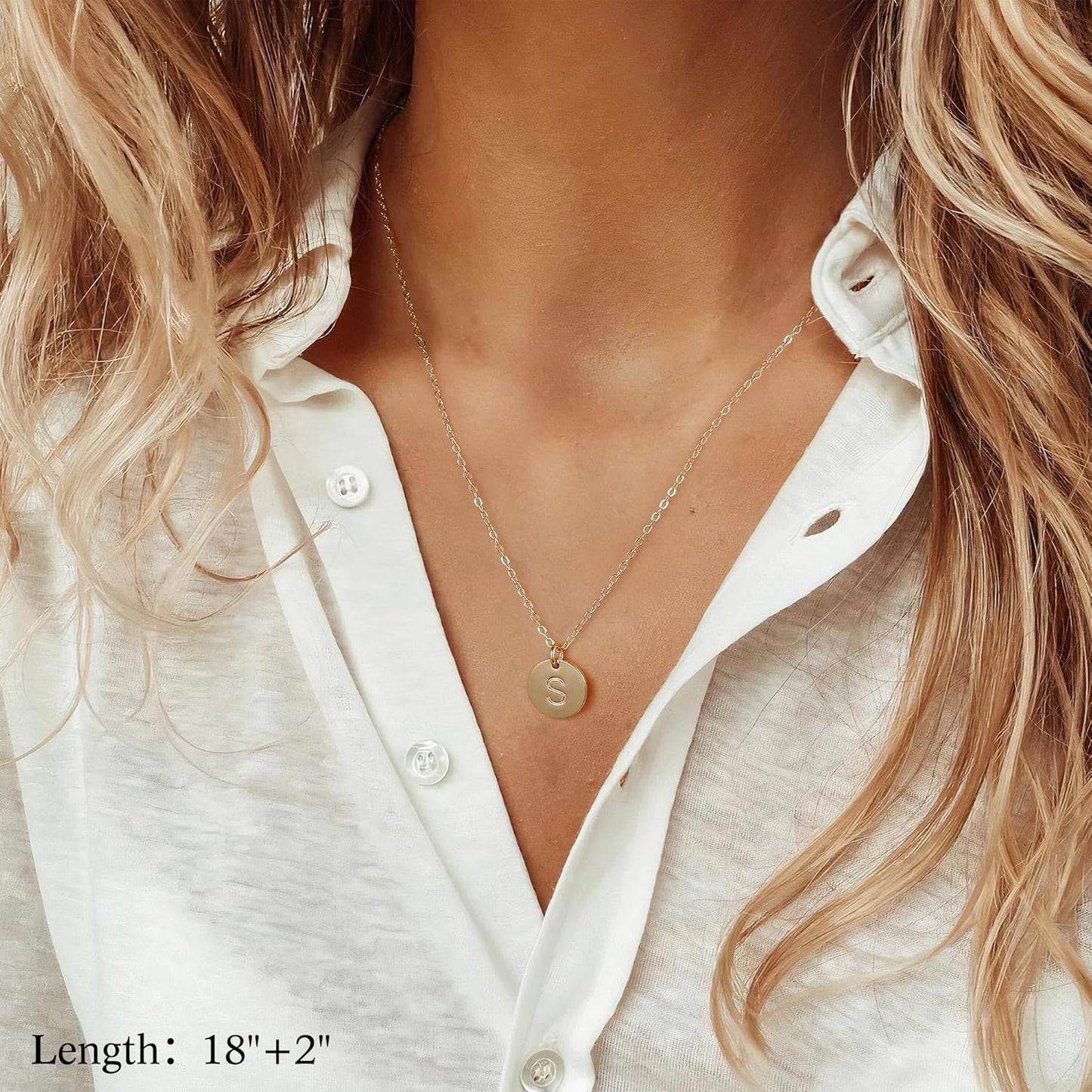 Initial Layered Necklaces for Women, 14K-Gold-Plated Coin Letter Necklace Bar Stacking Layer Necklace Multi Bar Layering Y-Necklaces Jewelry for Women