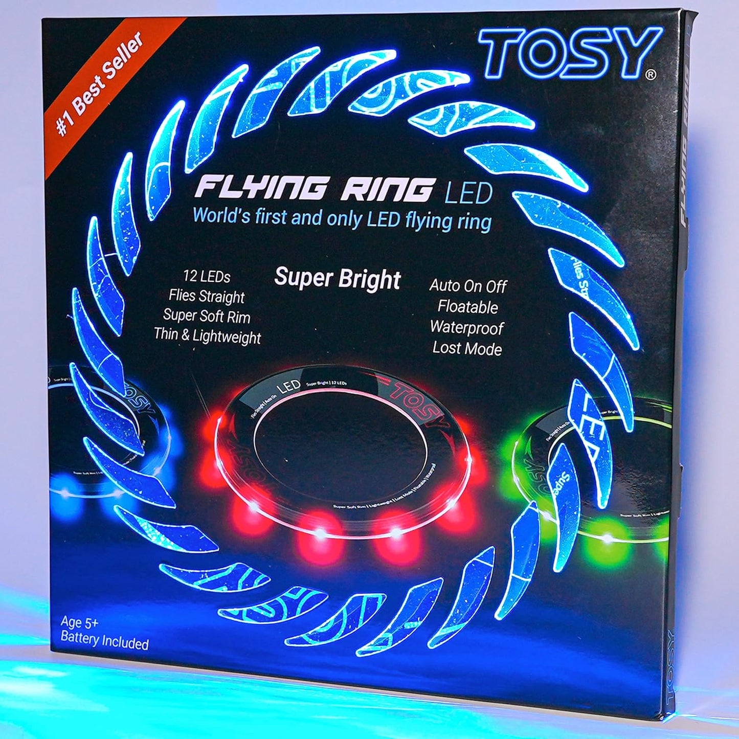 TOSY Flying Ring - 36 RGB Multicolor or 12 Monocolor LEDs, Super Bright, Lost Mode, Auto Light Up, Christmas Stocking Stuffers Gift for Kid/Teen/Boy/Girl, Safe, Waterproof, Pool/Beach/Camping Toy