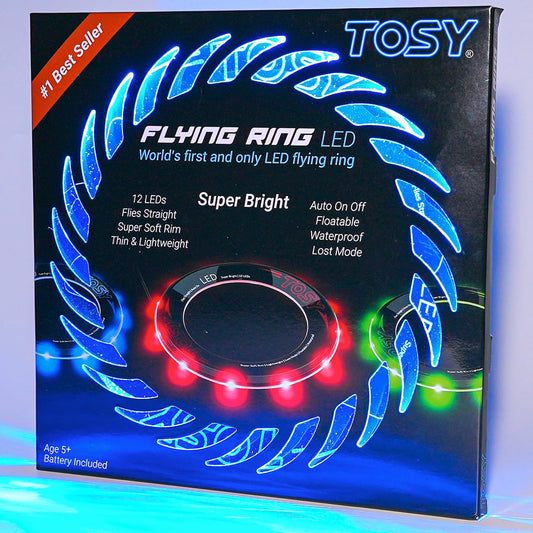 TOSY Flying Ring - 36 RGB Multicolor or 12 Monocolor LEDs, Super Bright, Lost Mode, Auto Light Up, Christmas Stocking Stuffers Gift for Kid/Teen/Boy/Girl, Safe, Waterproof, Pool/Beach/Camping Toy