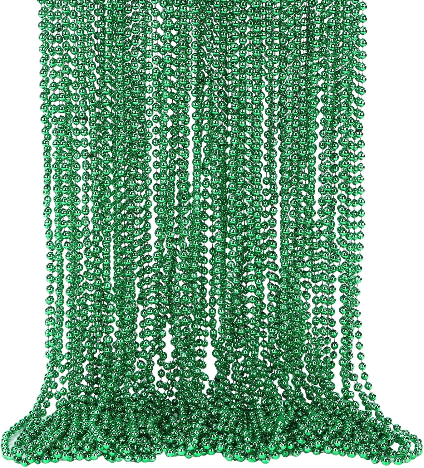 48 Pack Mardi Gras Beads Necklaces, 33 Inch Plastic Beads for Party Favors, Festival Decorations, Parade Throws, Christmas, St. Patrick's Day Celebrations