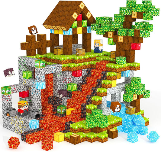 Magnetic Blocks, Magnetic Tiles Building Blocks, Magnet Cubes Toddler Kids Toys, Sensory STEM Toys for 3-5 4-6 5-7 6-8 Year Old Boys Girls Easter Birthday Gifts Travel Outdoor Kids Games (0.8IN/2CM)