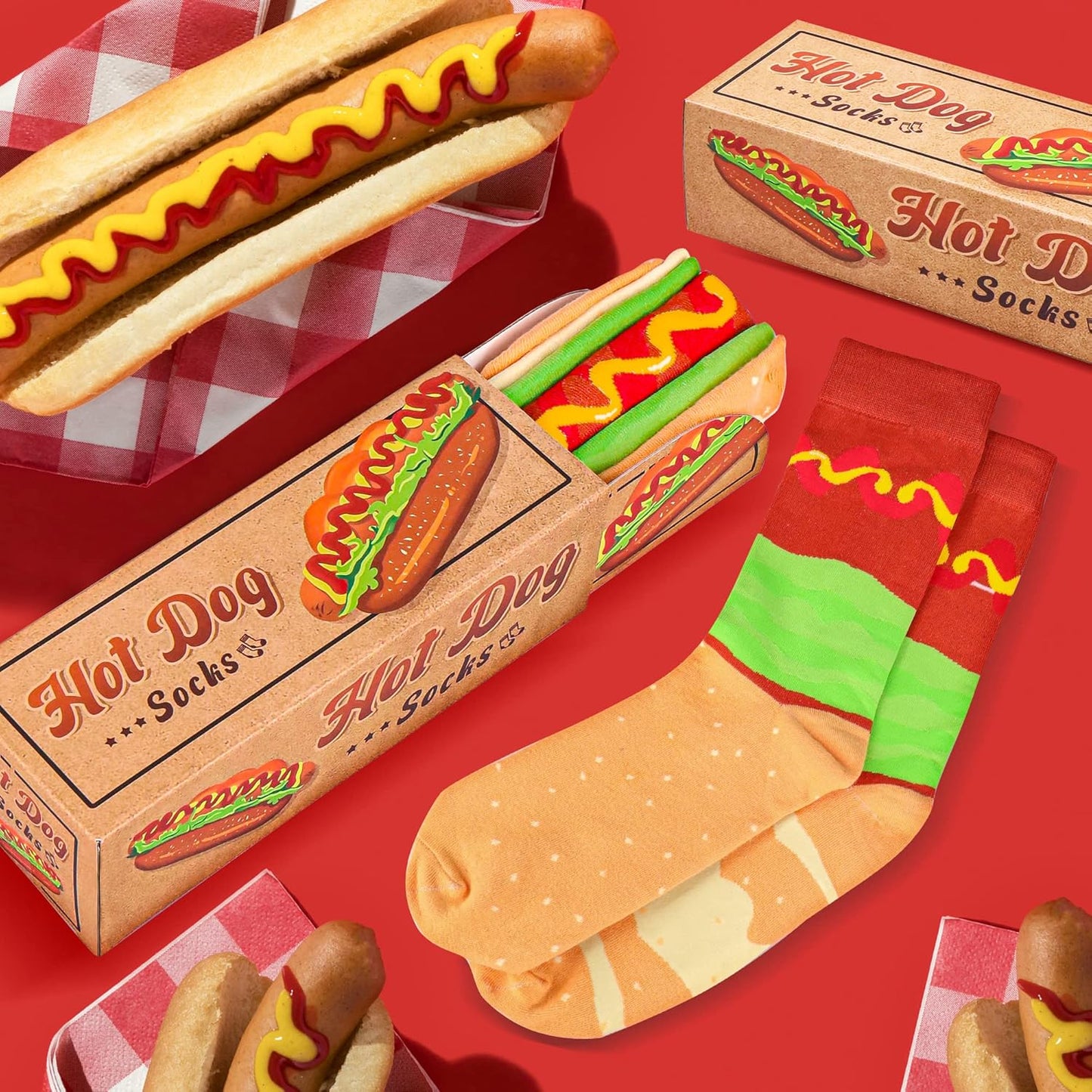 AGRIMONY Funny Burger Hot Dog Tacos Popcorn Socks Box -Easter Fathers Birthday Gag Christmas Gifts for Men Teen Boys Women