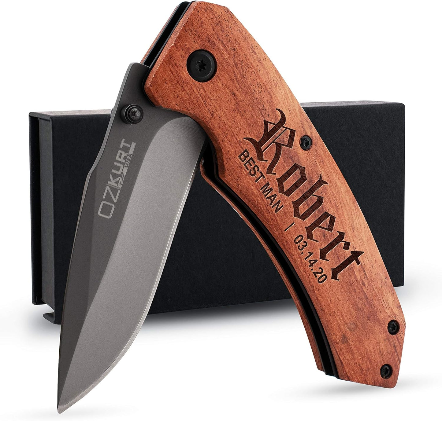 Lily's Atelier Groomsmen Gifts, Personalized Pocket Knife Engraved for Groomsmen - Single - Customized Knives w/Name, Groomsman Gifts for Wedding, Groomsmen Proposal Gifts