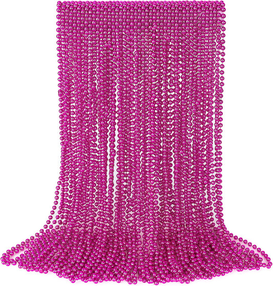 30PCS Mardi Gras Beads, Breast Cancer Awareness Accessories Necklace Party Favors, 33" Mardi Gras Valentines Necklace Stuff, Festival Parade Throw Accessories for Wedding Birthday Gender Reveal