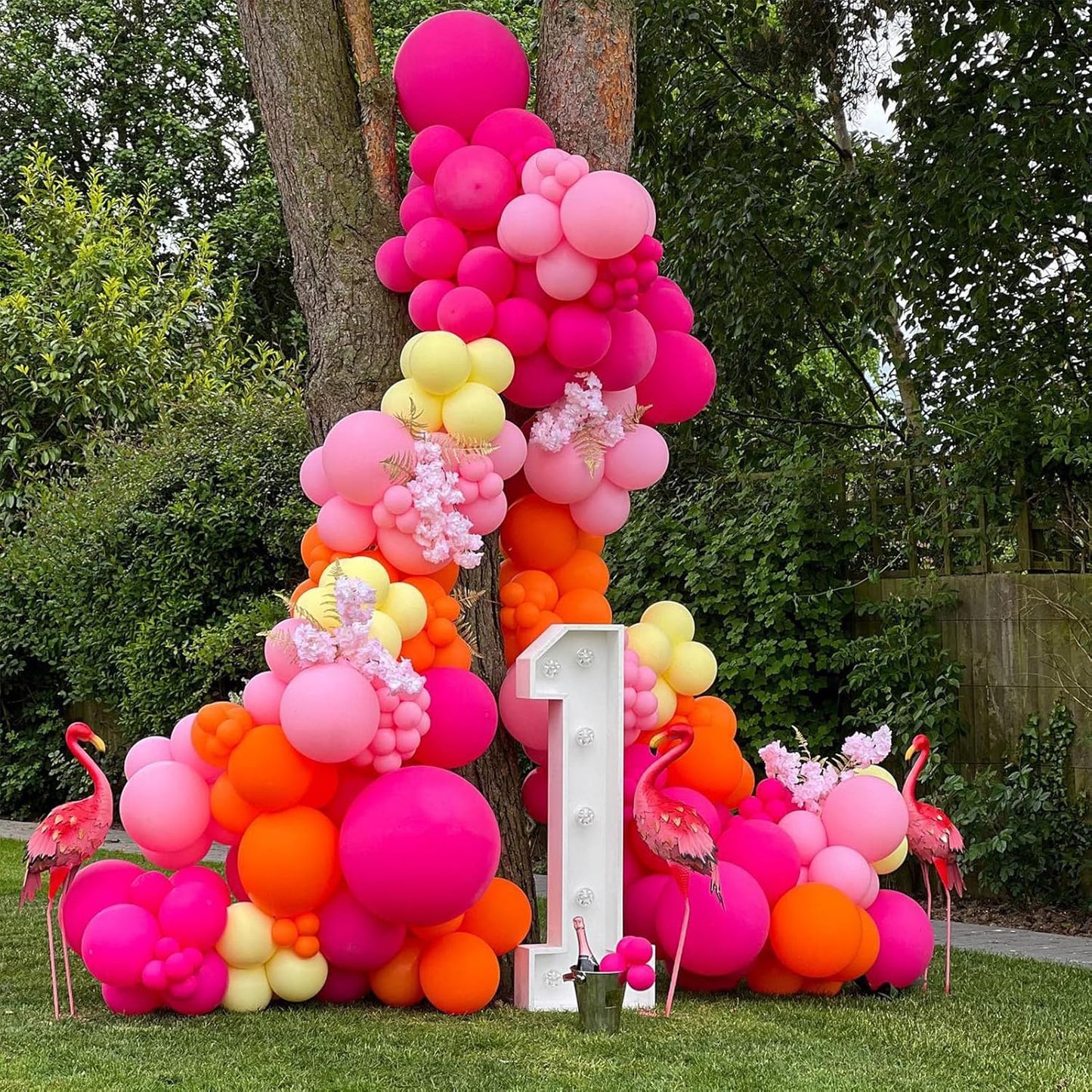 Balloons Pink Orange Yellow, 50PCS Pink Yellow Orange Balloon Arch Kit, Latex Party Balloons for Birthday Decoration Wedding Baby Shower Engagement Balloons Decoration Party Supplies