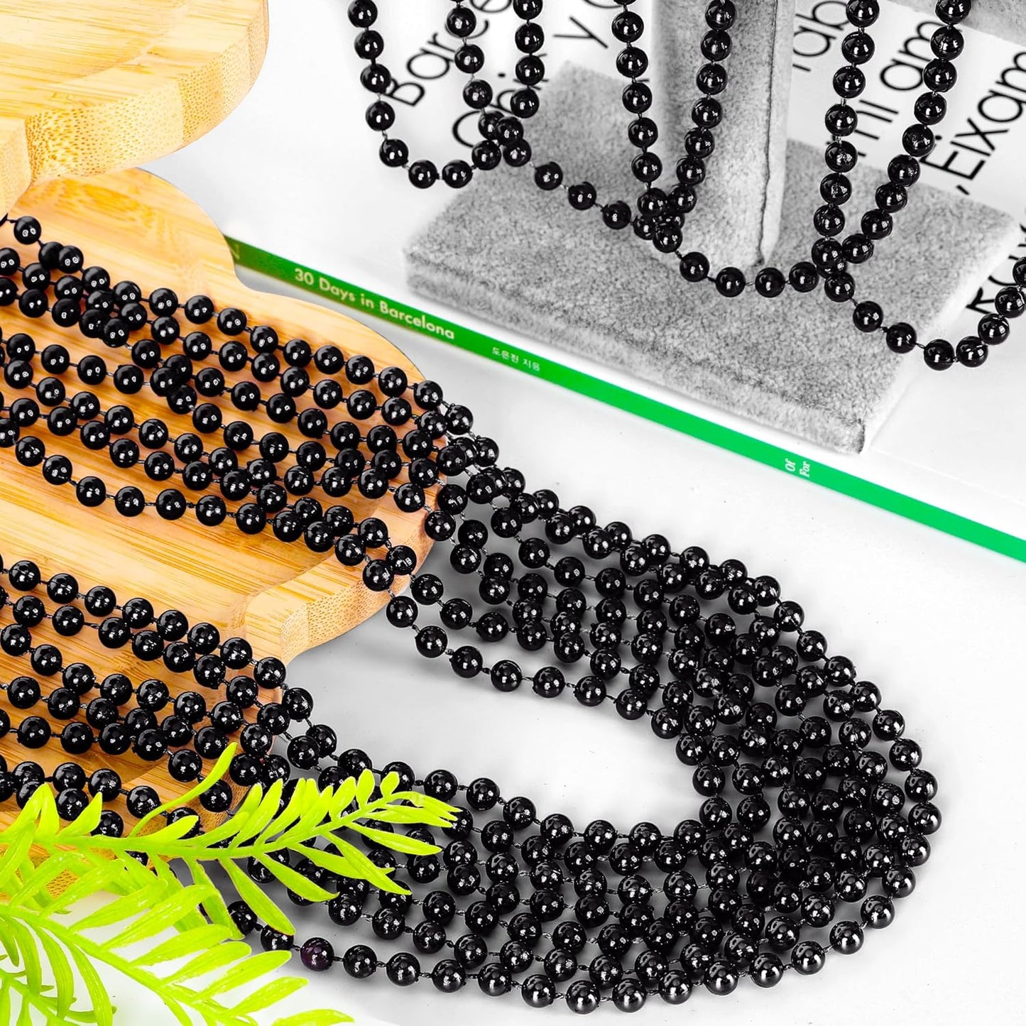 Beads Necklace, 30PCS Black Necklaces Halloween Stuff Accessories, 33" Mardi Gras Beads Necklace Costume Bulk, Festival Parade Throw for Halloween New Years Eve Party Events Supplies Decorations
