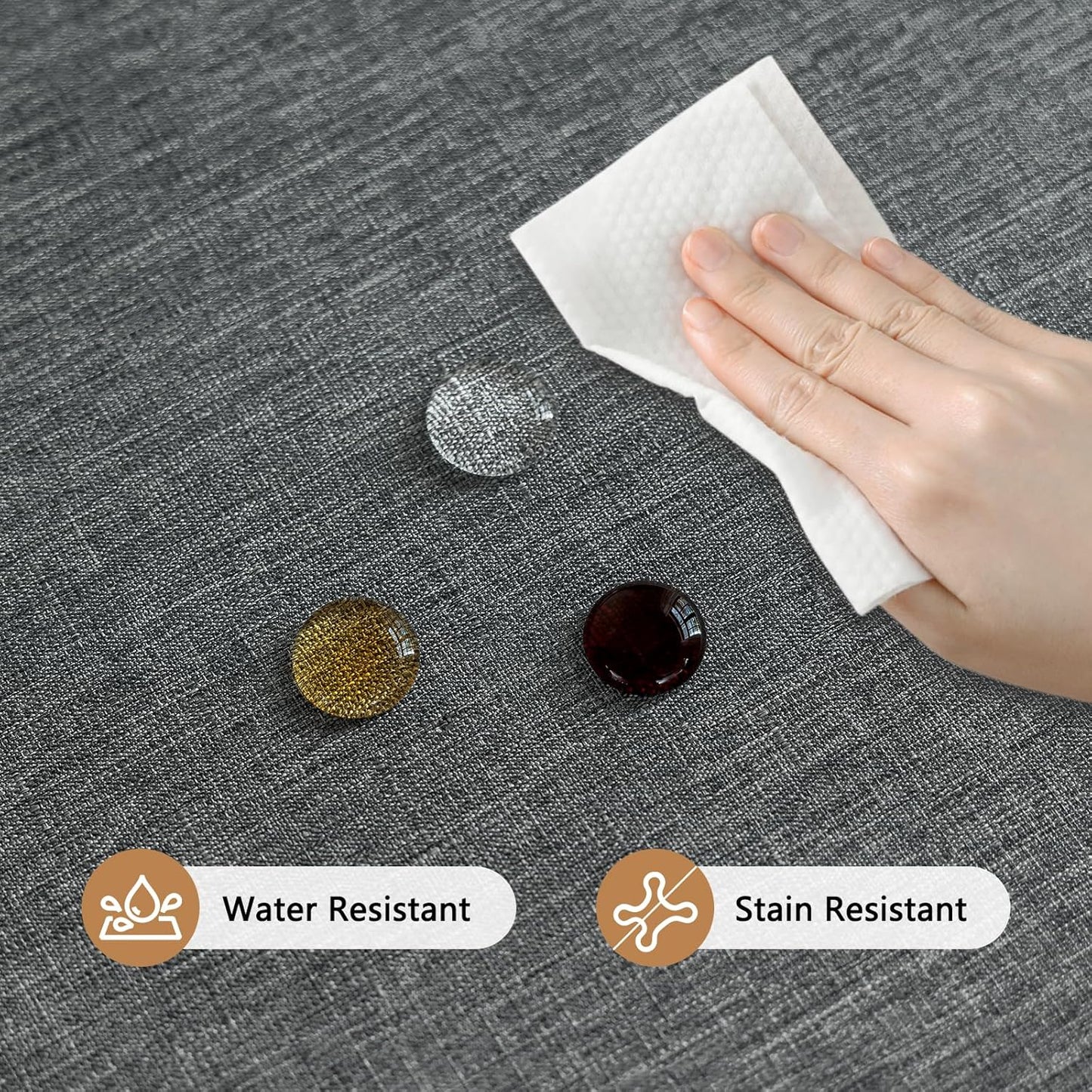 Fabric Rectangle Grey Table Cloth, Faux Linen Textured Stain Resistant & Washable Tablecloth for 6 Foot Rectangular Table, Reusable for Dinning Kitchen Party, 60 x 84 Inch