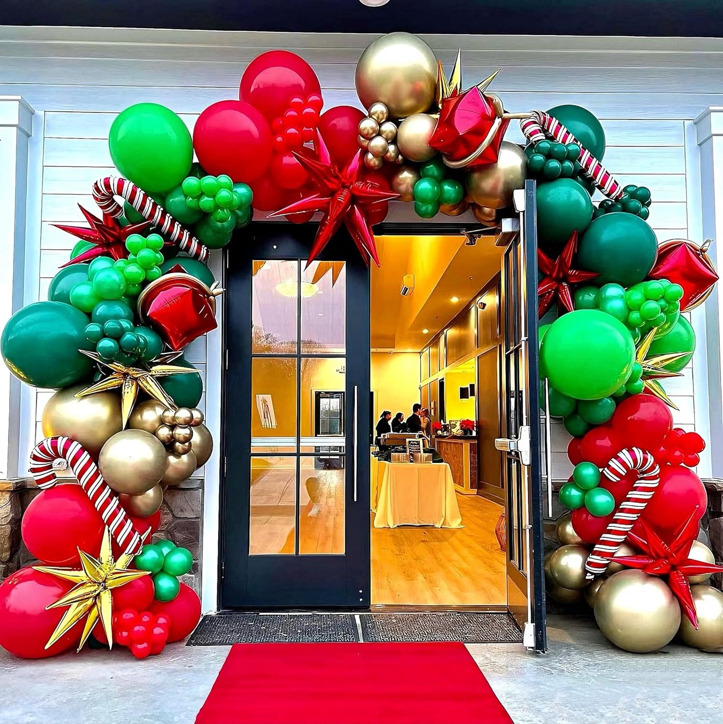 Red and Green Balloon, 75PCS Christmas Balloons, 12in and 5in Red Green and Gold Latex Balloons for Birthday,New Years,Christmas Eve Decorations