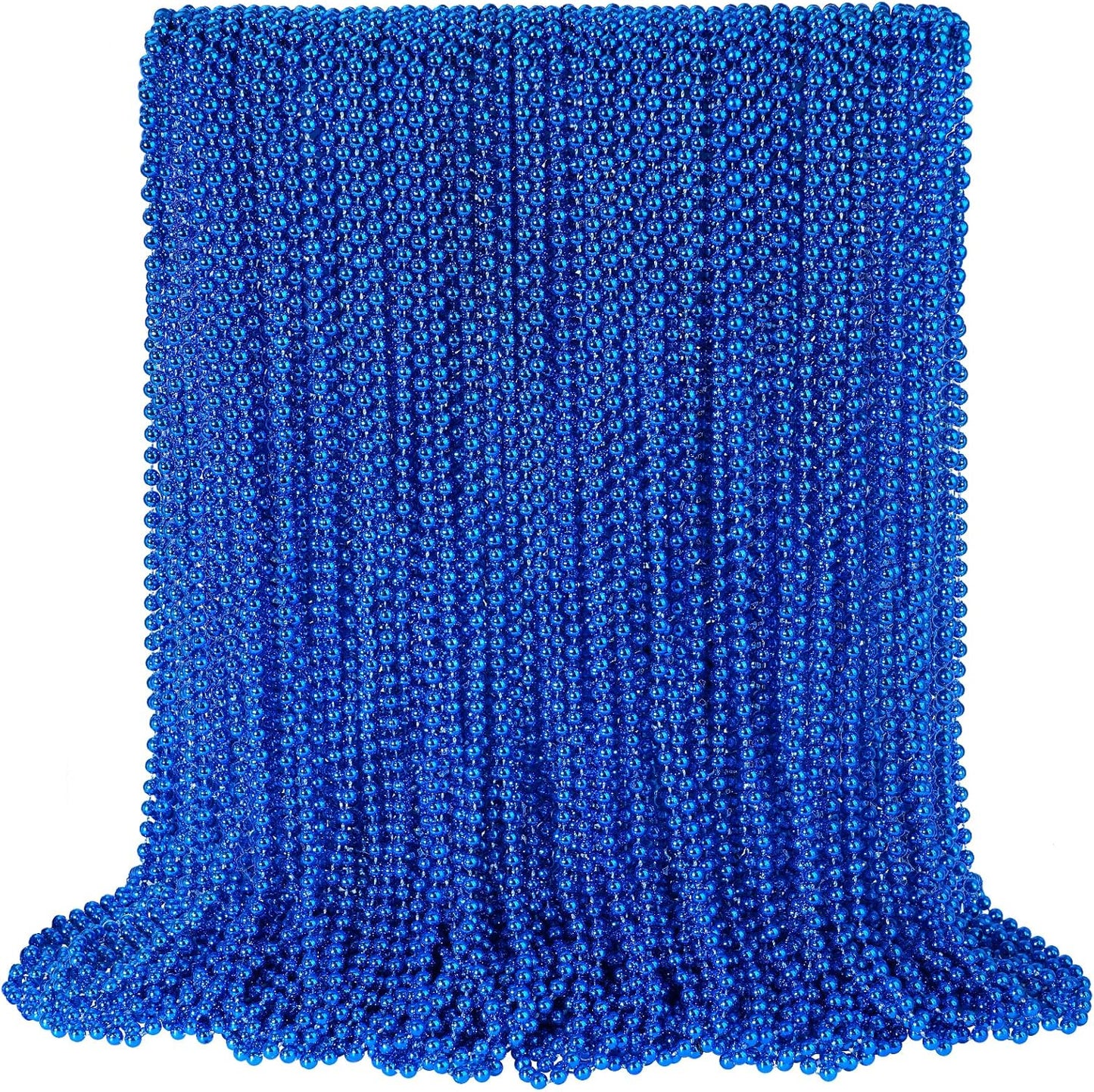 100 PCS Blue Bead Necklace, Blue Mardi Gras Beads Christmas Necklaces, 33" 4th of July Patriotic Beaded Necklace, Parade Throw Accessories for Independence Day Mardi Gras Hanukkah Pirate Theme Party