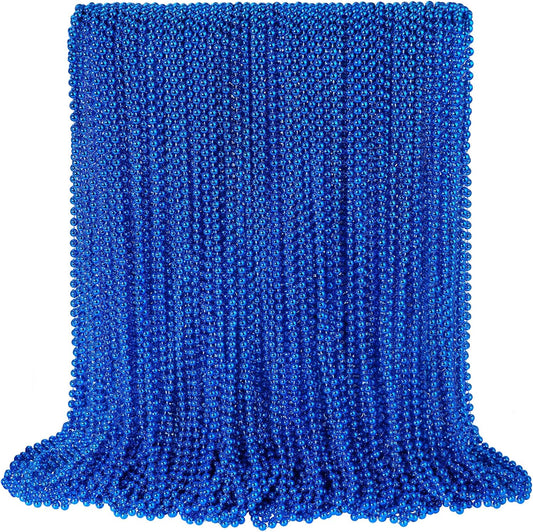 100 PCS Blue Bead Necklace, Blue Mardi Gras Beads Christmas Necklaces, 33" 4th of July Patriotic Beaded Necklace, Parade Throw Accessories for Independence Day Mardi Gras Hanukkah Pirate Theme Party