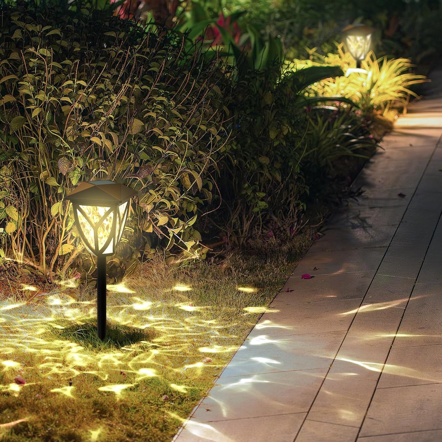 Ensenior 6-Pack Solar Lights Outdoor, 16.77" 3000K LED Solar Garden Lights for Pathway, Yard, Patio, Walkway, Planter, Waterproof, Energy-Efficient Landscape Lighting