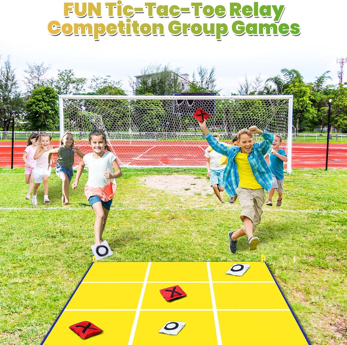 2-in-1 Giant Easter Bean Bag Toss & Large Tic Tac Toe Outdoor Games for Kids Adults-4.5ft Giant Outside Lawn Yard Camping Field Day Games for Kid Family-Backyard Fun Carnival Easter Party Giant Games