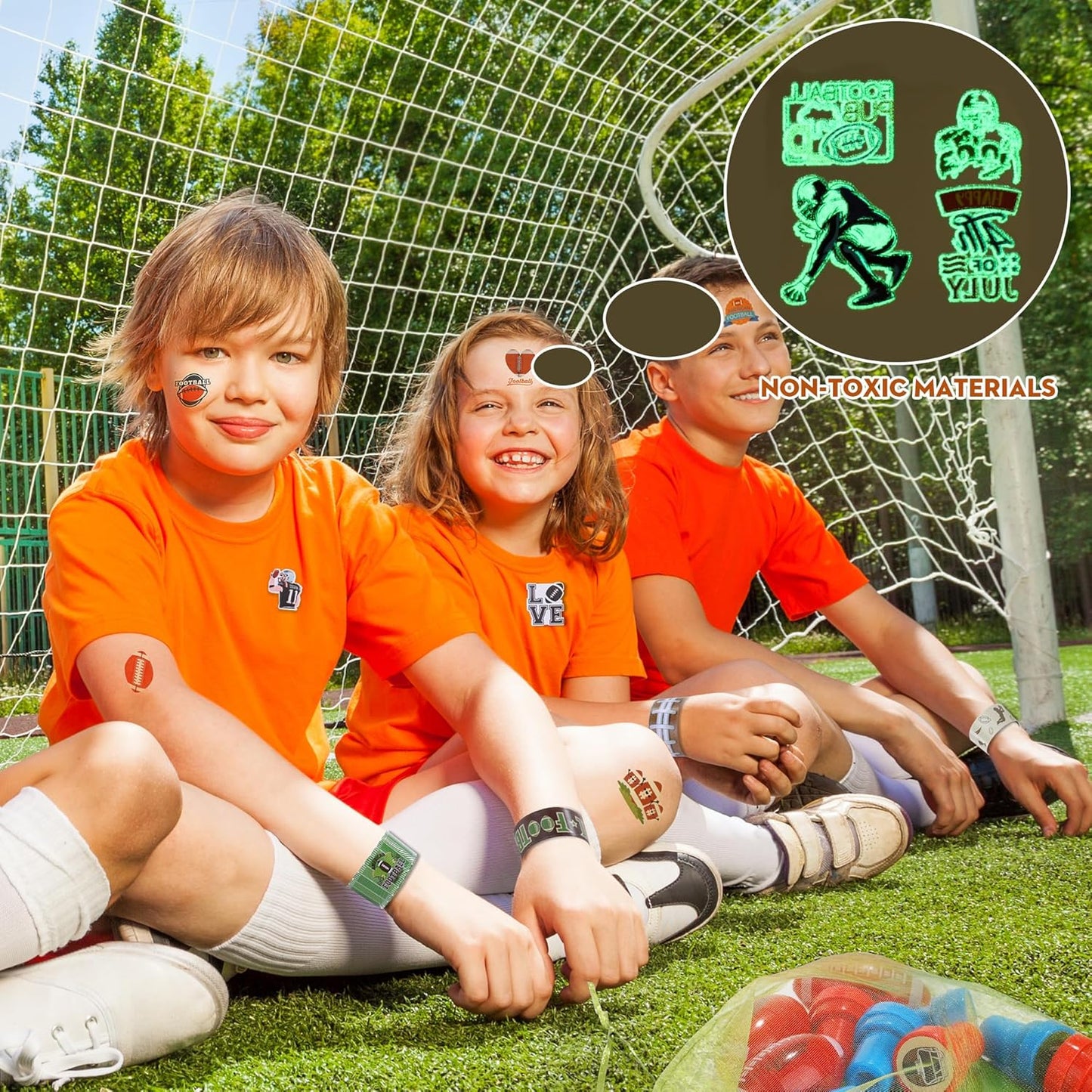 Aneco 170 Piece Football Party Favor Set Football Goodie Bag Stuffers Mini Card Pencil Sharpener Eraser Stamp Slap Bracelet Sticker School Stationery Bulk for Sport Party Team Game Prize Birthday Gift