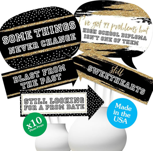 Big Dot of Happiness Funny Reunited - School Class Reunion Party Photo Booth Props Kit - 10 Piece