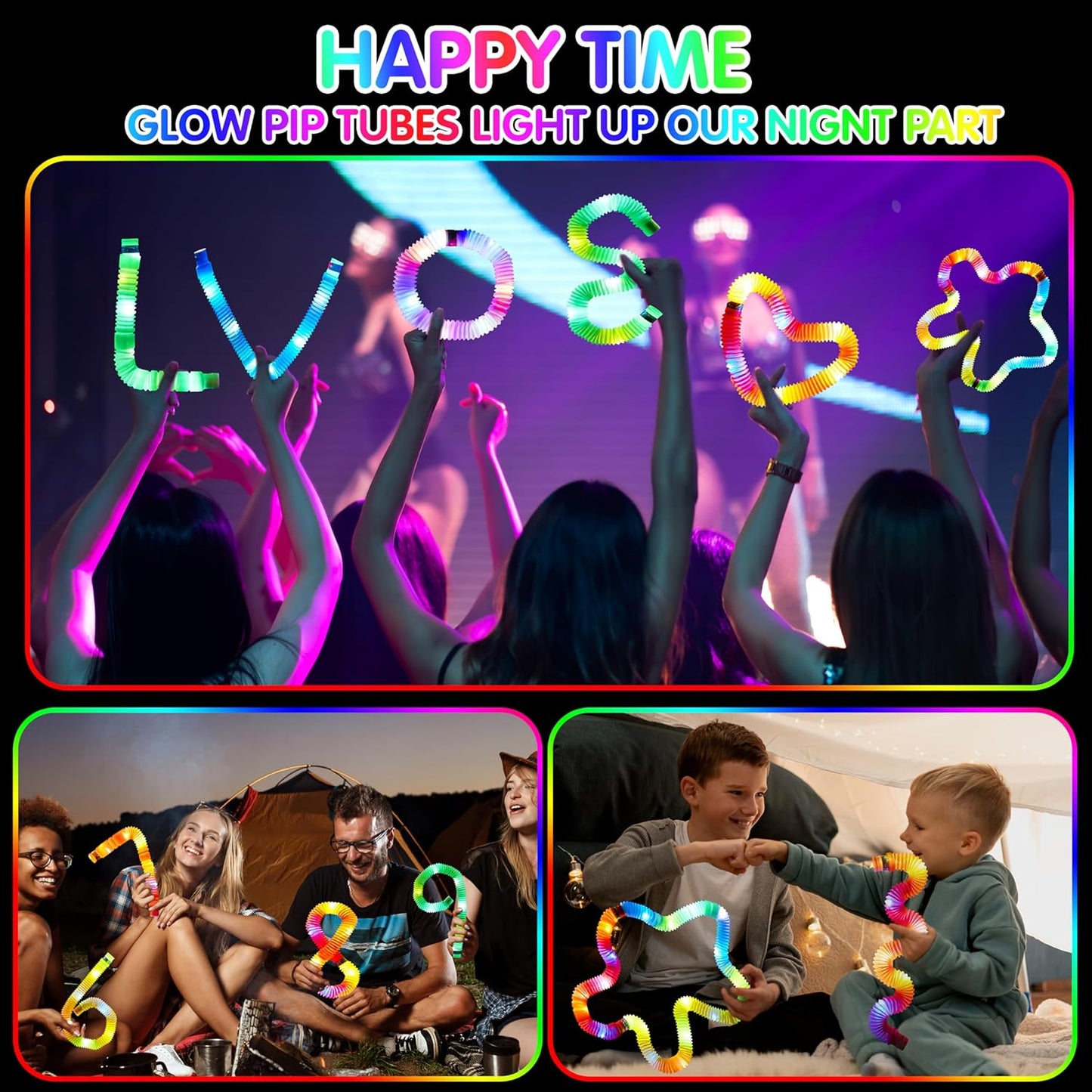JOYIN 9 Pack Halloween Glow Sticks Party Favors for Kids, Light Up Pop Tubes Glow Necklaces Bracelets Party Supplies for Toddlers Boys Girls Birthday Gifts, Christmas, Goodie bags