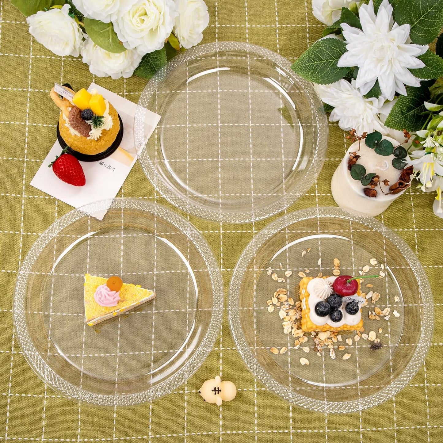 WELLIFE Clear Party Plates 9 Inch -150 Count for Party, Disposable Plastic Dinner Plates for Birthday Wedding Engagement Easter